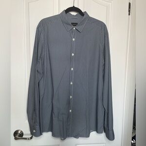 EUC Ermenegildo Zegna Navy Geometric Button Down Cotton Shirt size XXL